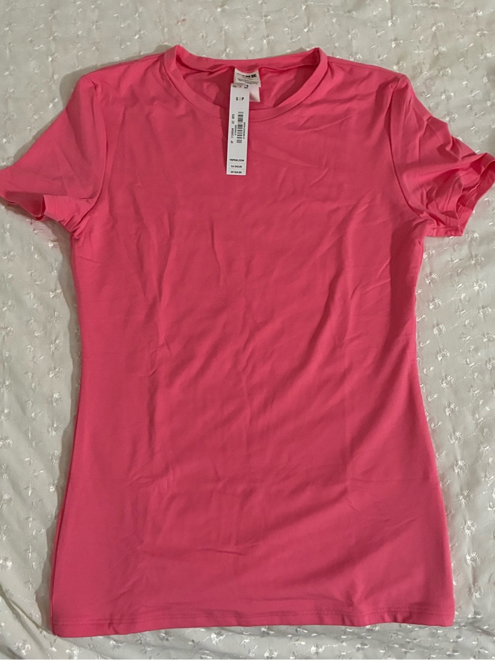 PINK Victoria's Secret Neon Pink Crewneck Short Sleeve Tee